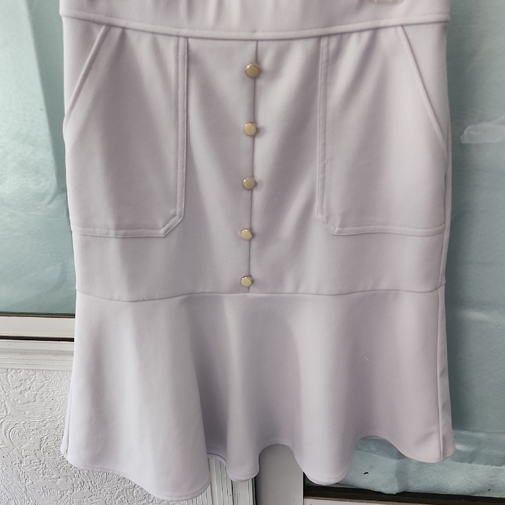 Elegant White Skirt with Button Detail